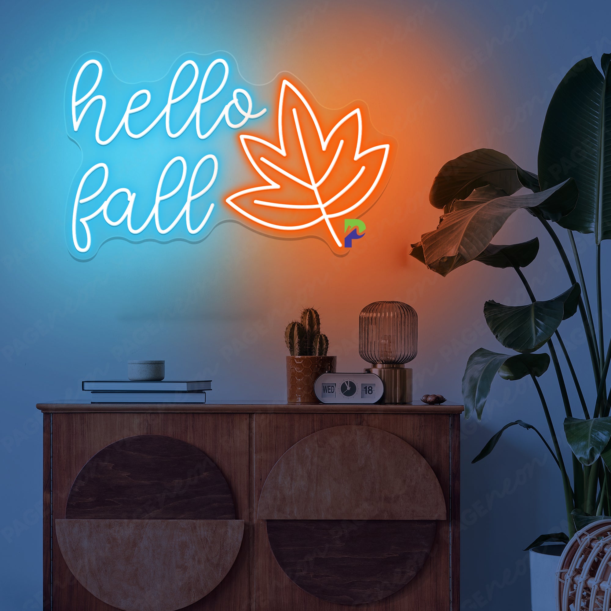 Hello Fall Neon Sign Autumn Leaf Led Light