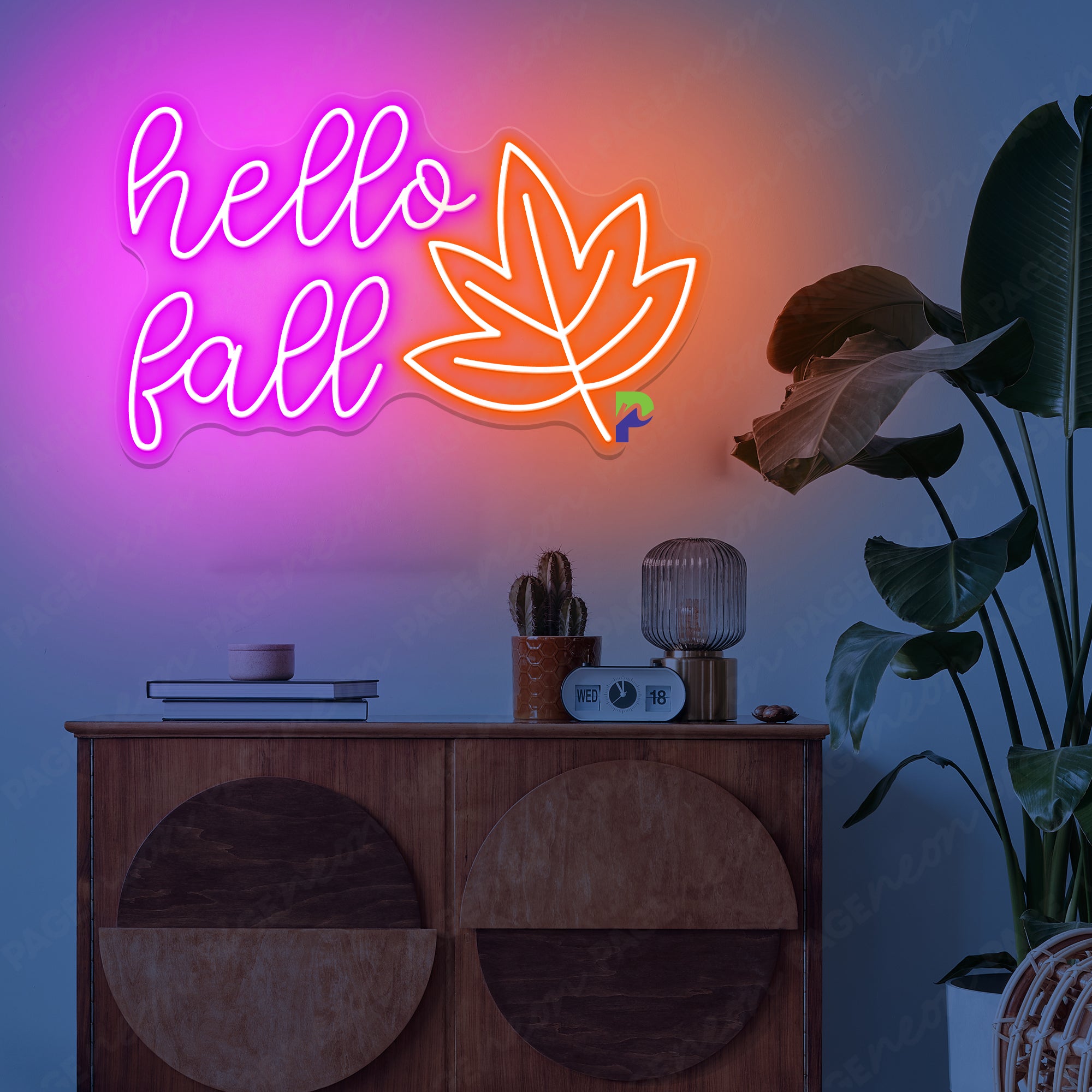 Hello Fall Neon Sign Autumn Leaf Led Light