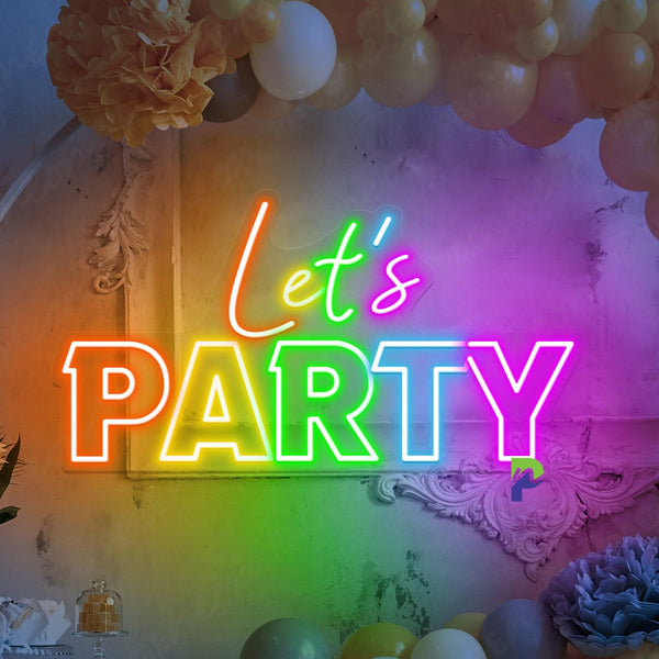Let's Party Neon Sign Colorful Bright Effect Led Light