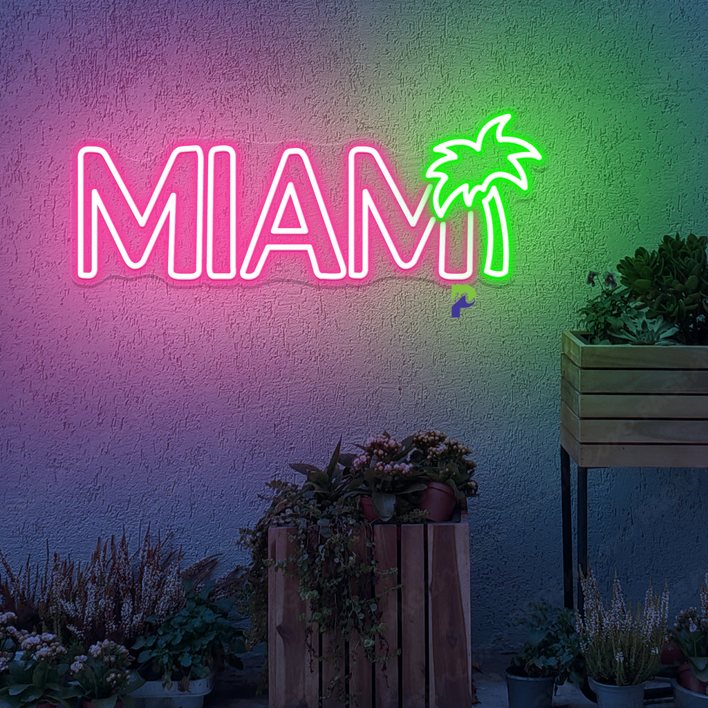 Palm Tree Led Sign Miami Neon Sign Tropical Palm Tree Led Light - PageNeon