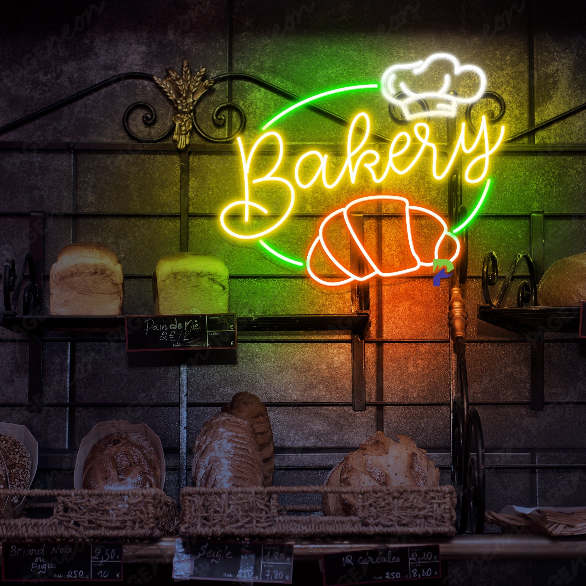 Neon Bakery Signs Croissant Bread Led Light