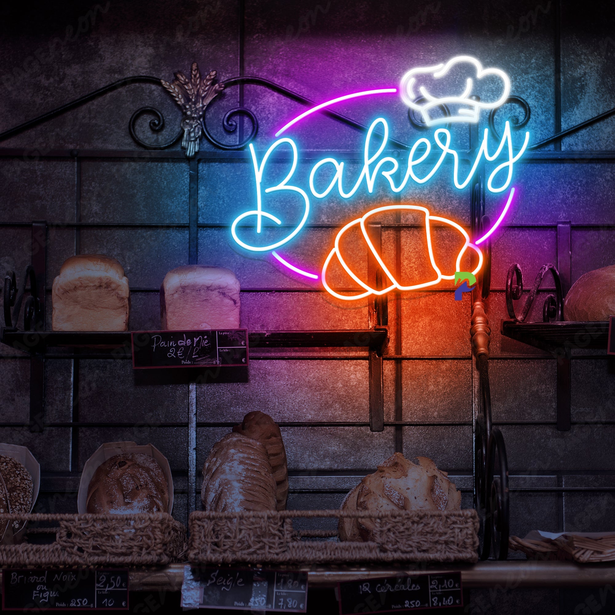 Neon Bakery Signs Croissant Bread Led Light