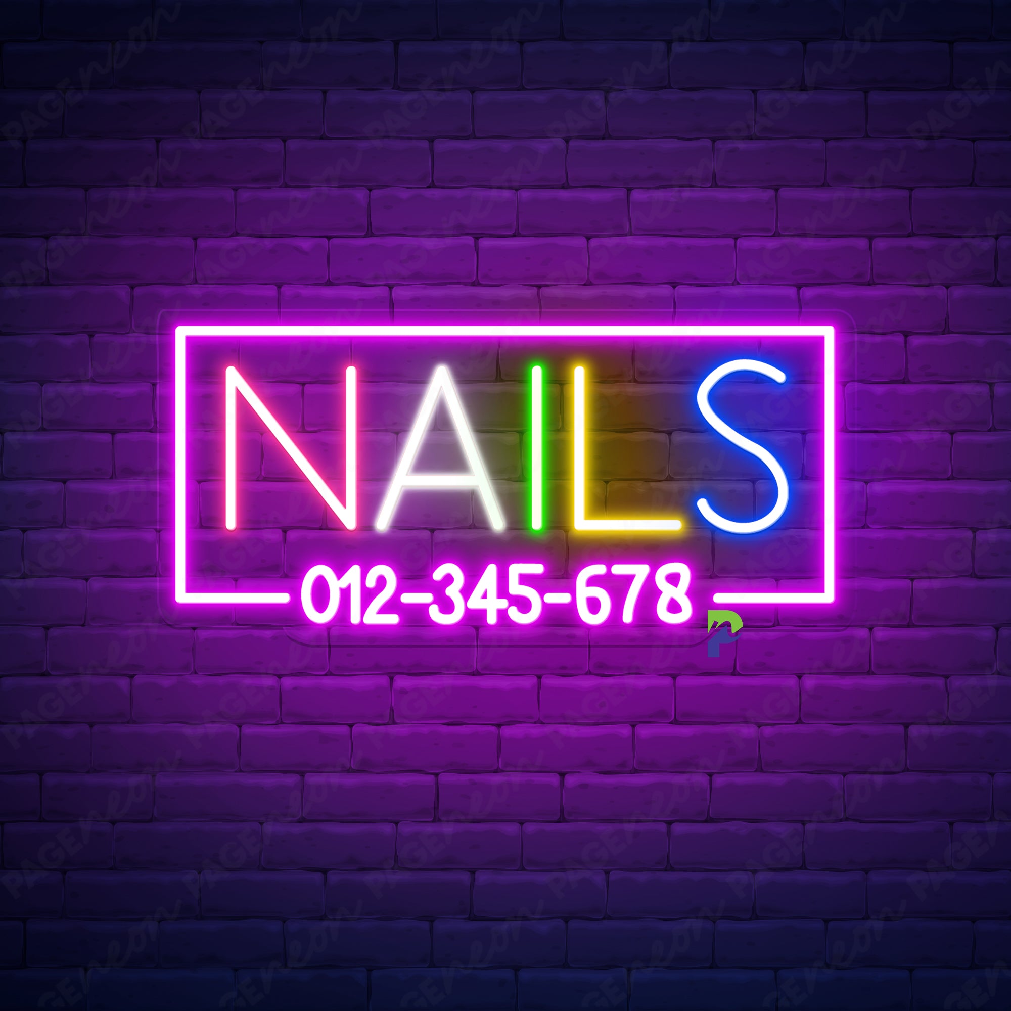 Neon Nail Salon Sign Custom Phone Number Led Light