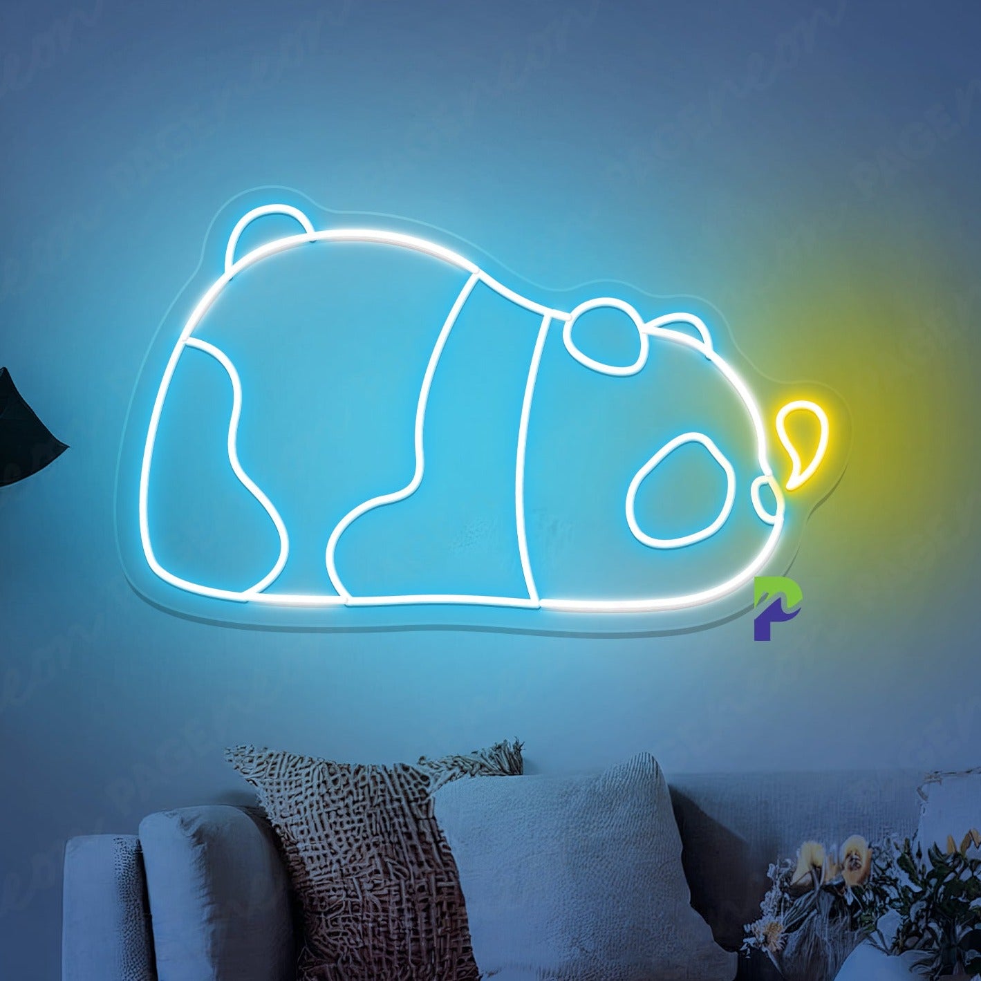 Neon Panda Sign Sleeping Kewtie Animal Led Light
