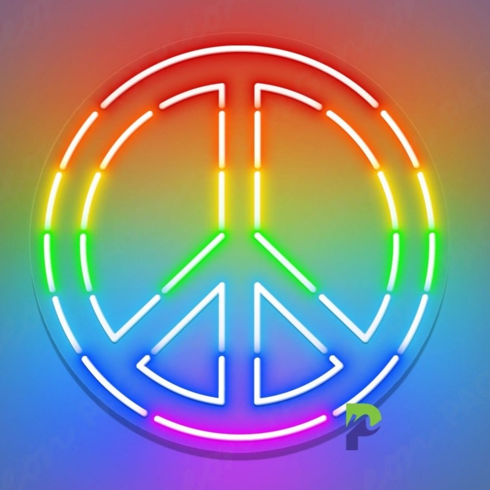 Neon Rainbow Peace Sign LGBTQ+ Led Light