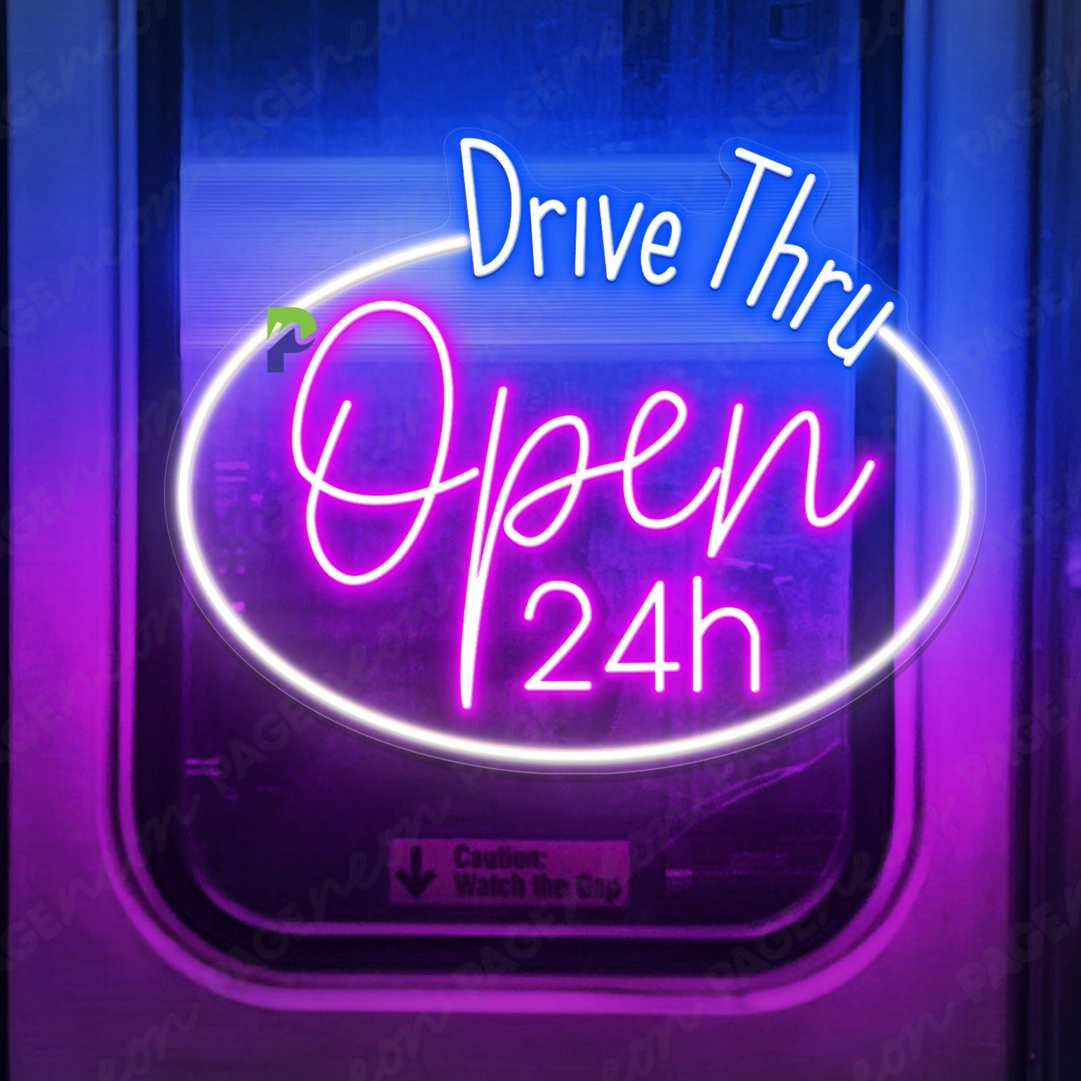 Drive Thru Open 24H Neon Sign Storefront Led Light