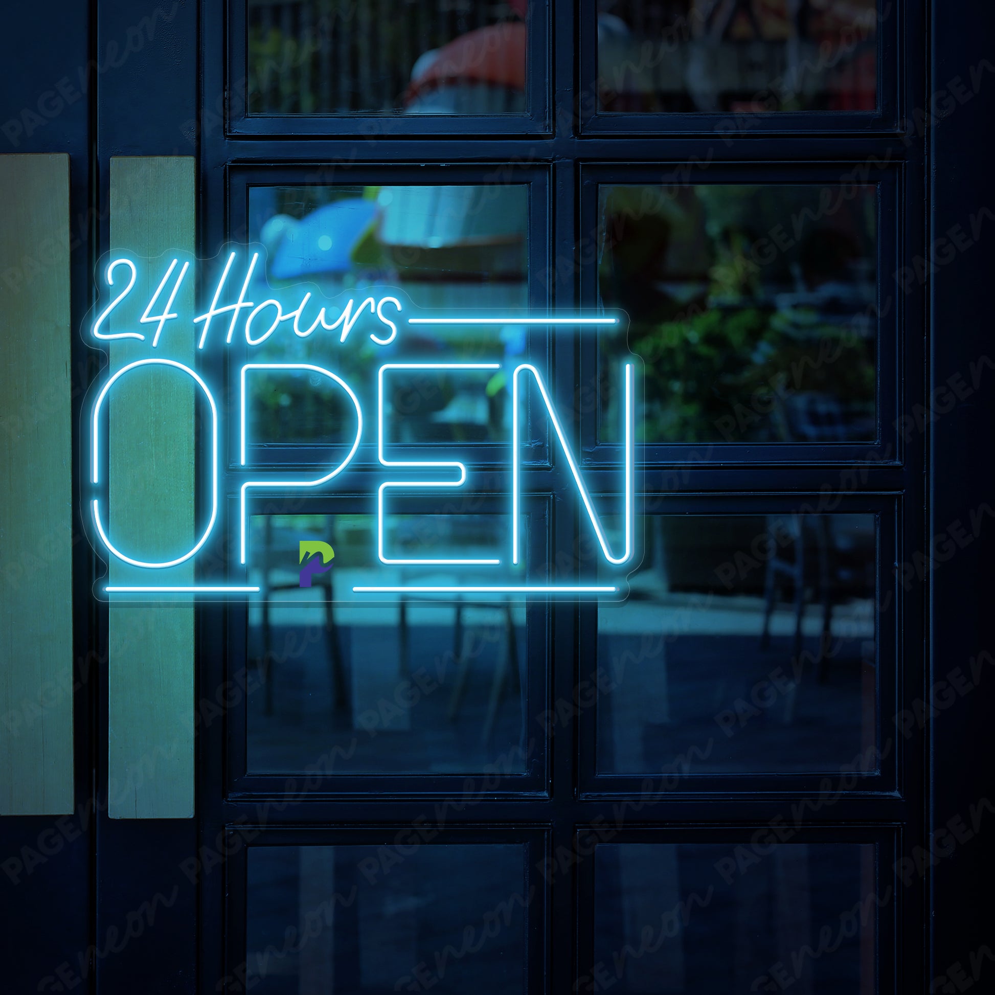 Neon Open 24 Hours Sign Business Led Light light blue