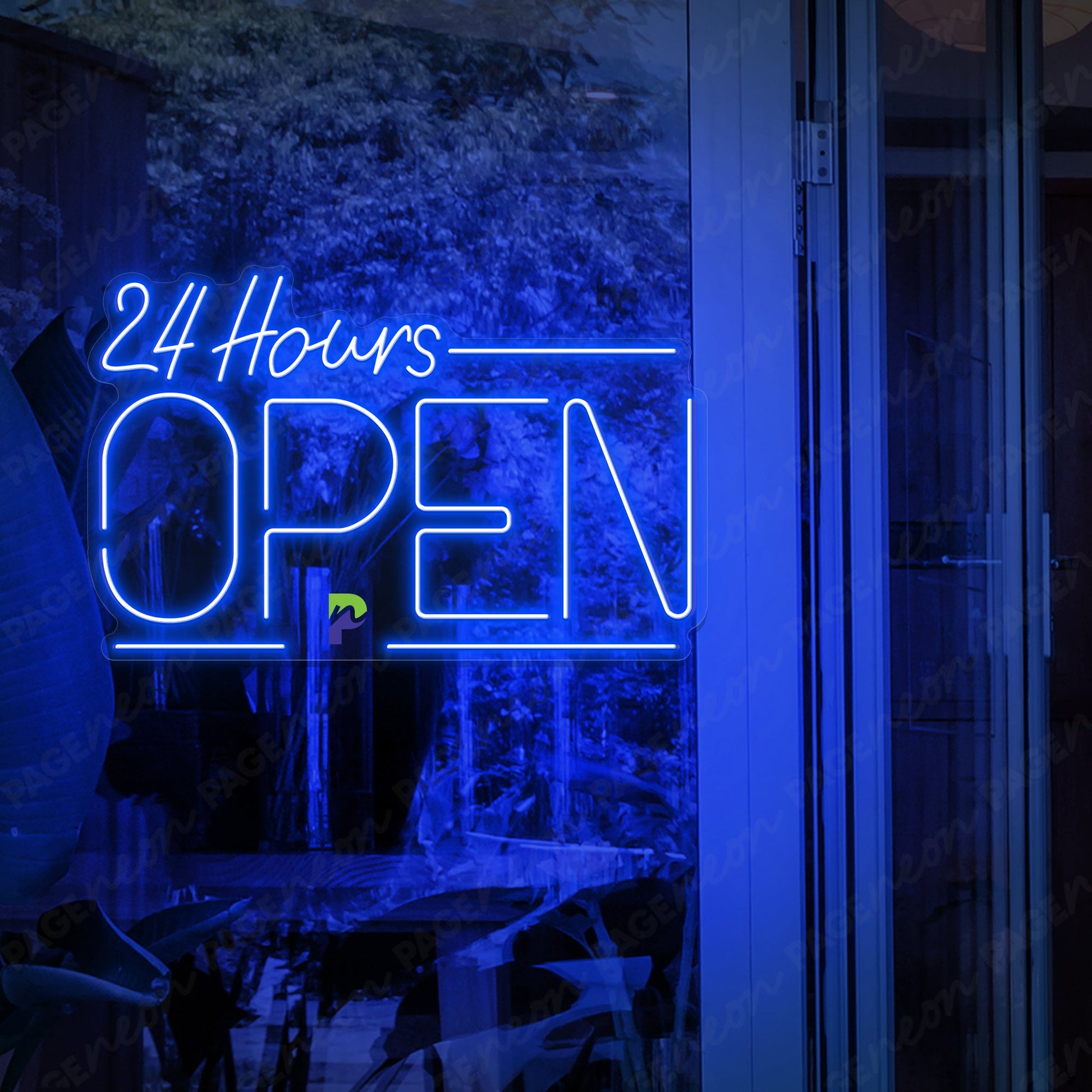 Neon Open 24 Hours Sign Business Led Light blue