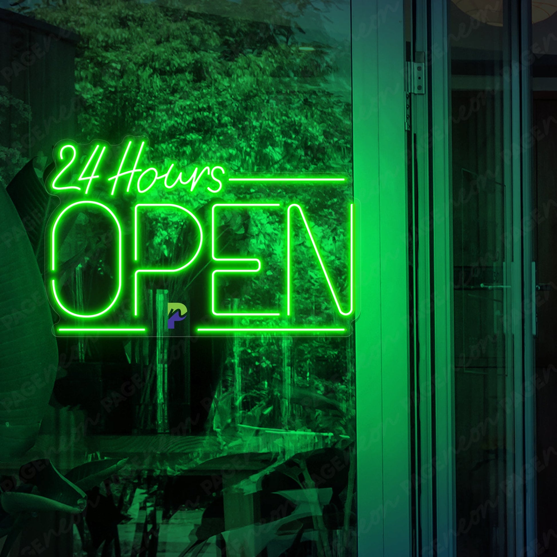 Neon Open 24 Hours Sign Business Led Light green