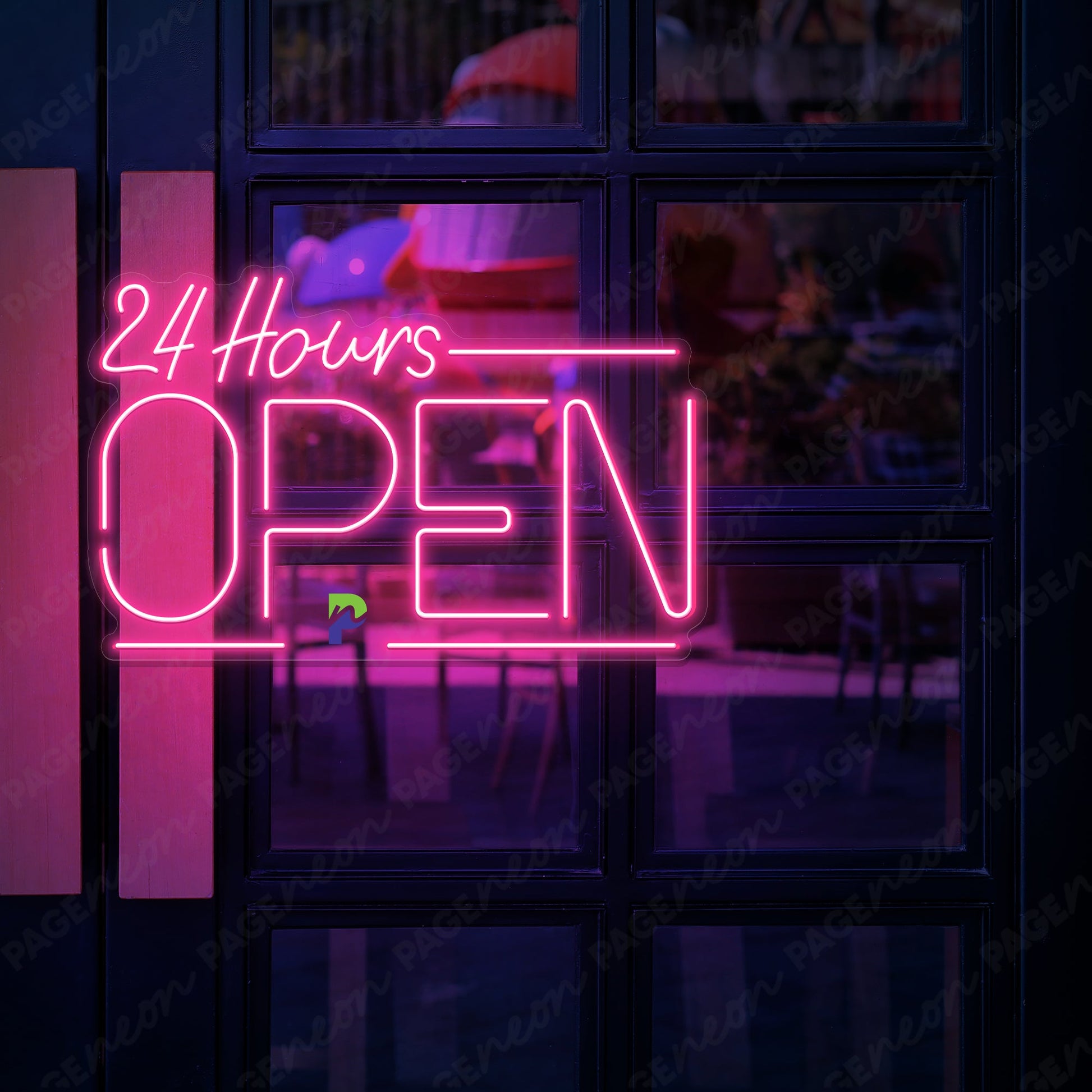 Neon Open 24 Hours Sign Business Led Light pink
