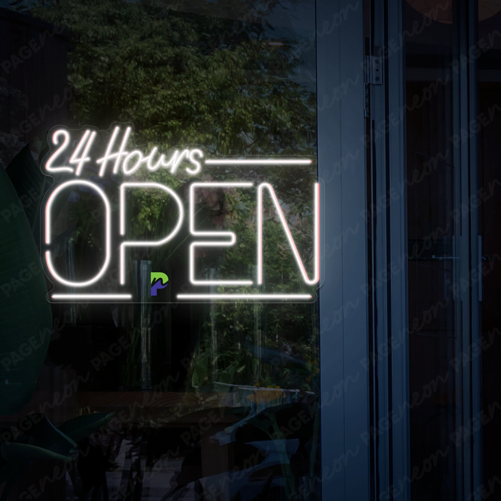 Neon Open 24 Hours Sign Business Led Light white