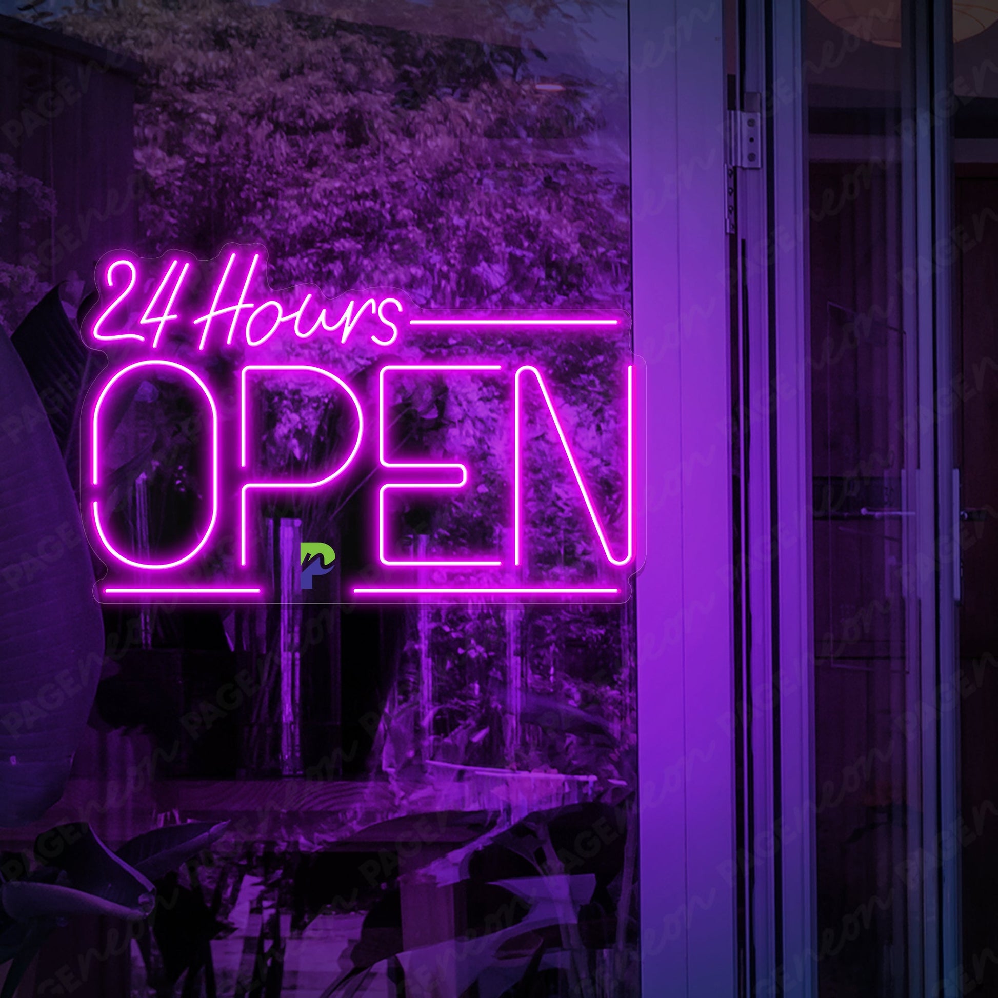 Neon Open 24 Hours Sign Business Led Light purple