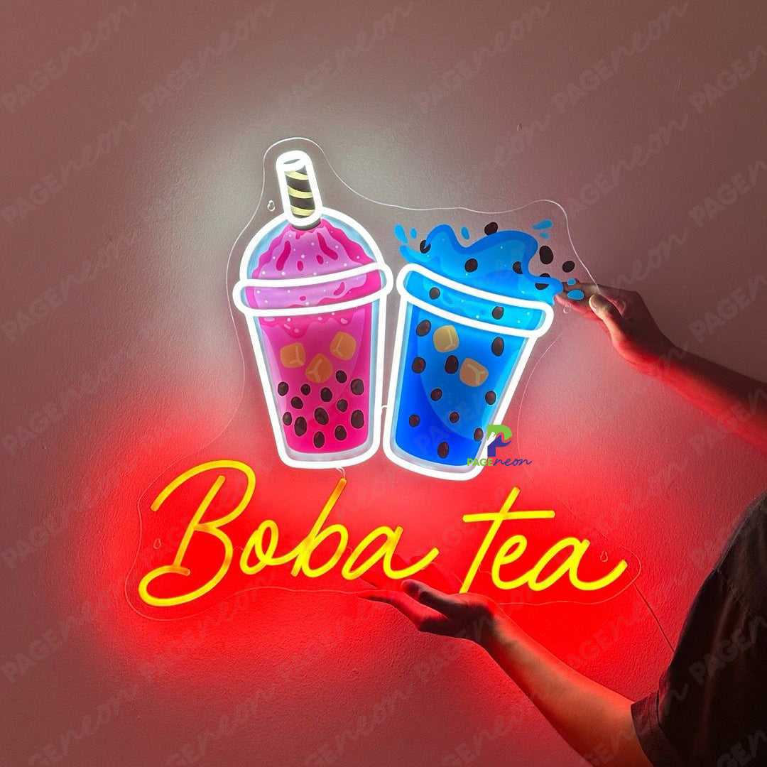 Boba Neon Sign Bubble Tea Led Light red