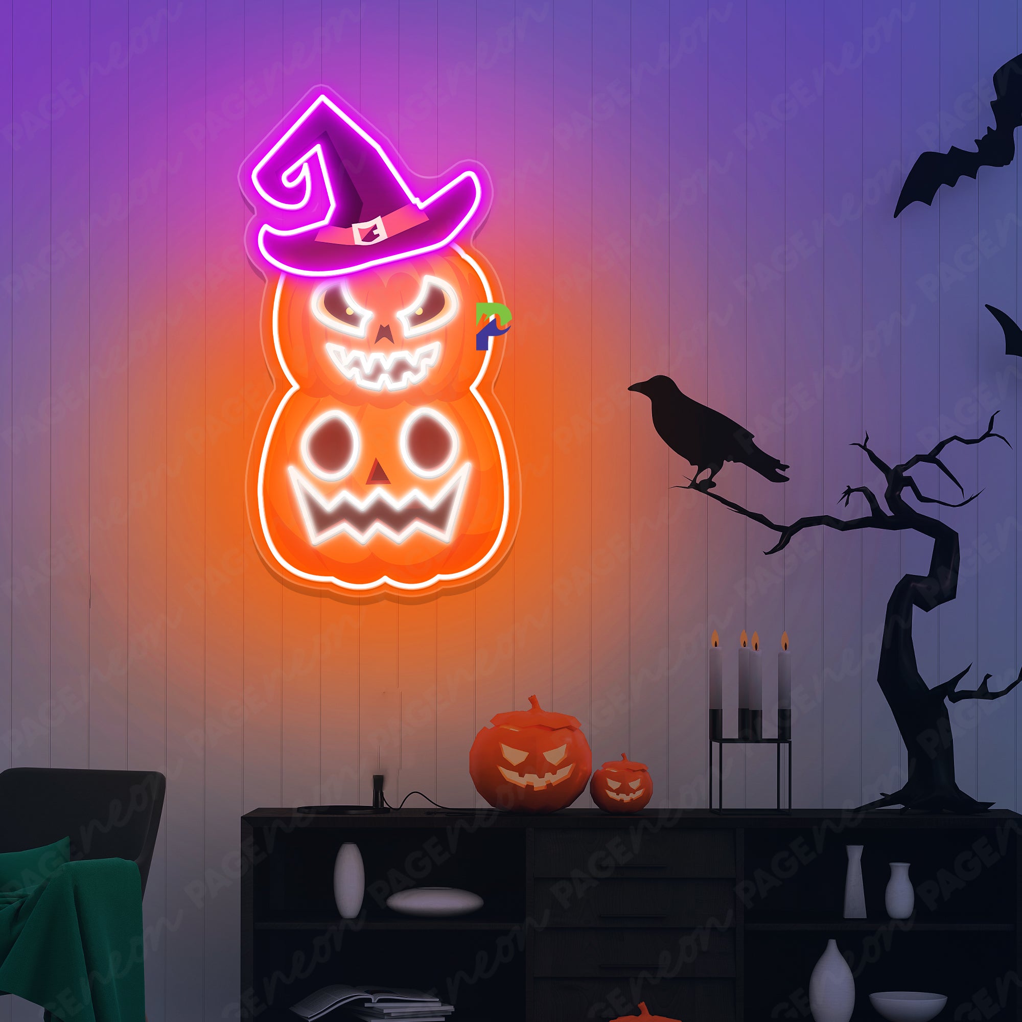 Pumpkin Neon Sign Halloween Led Light Spooky 2