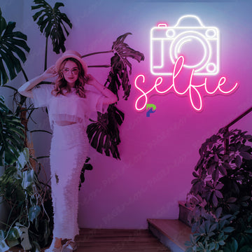 Selfie Neon Sign Party Led Light pink