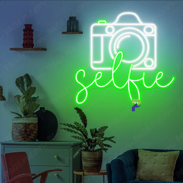 Selfie Neon Sign Party Led Light green