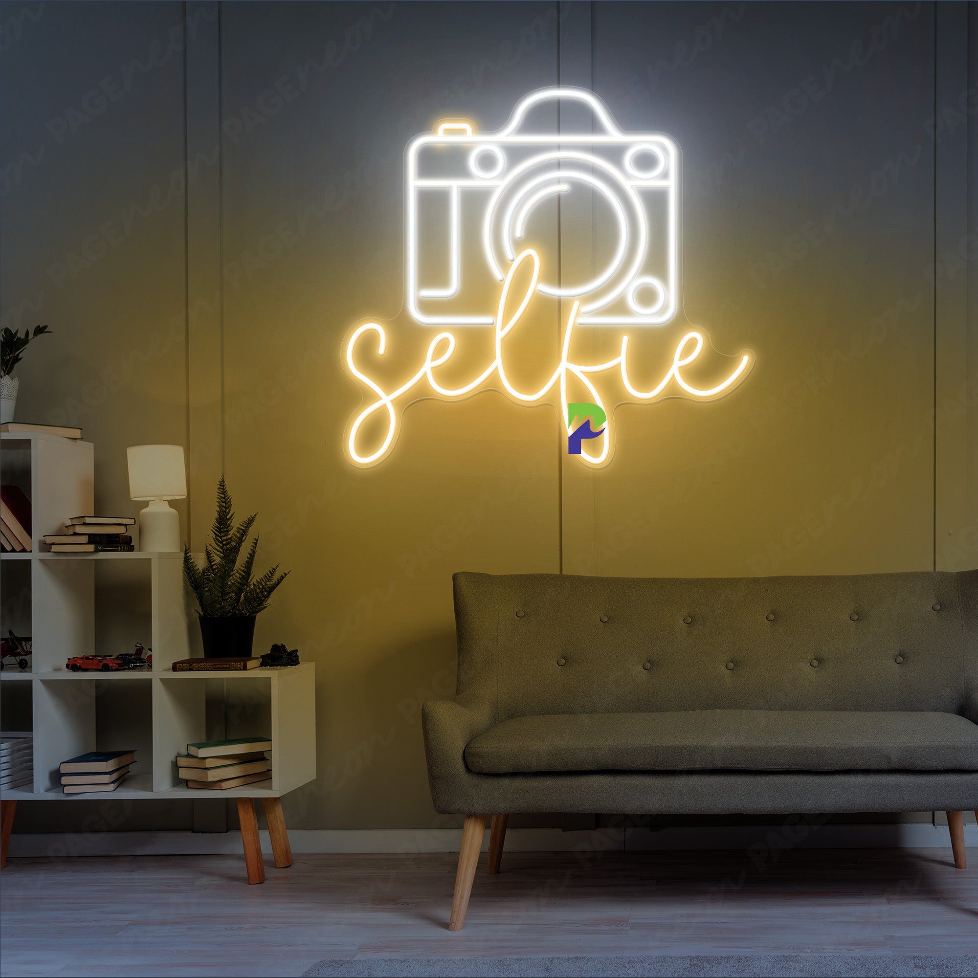 Selfie Neon Sign Party Led Light gold yellow