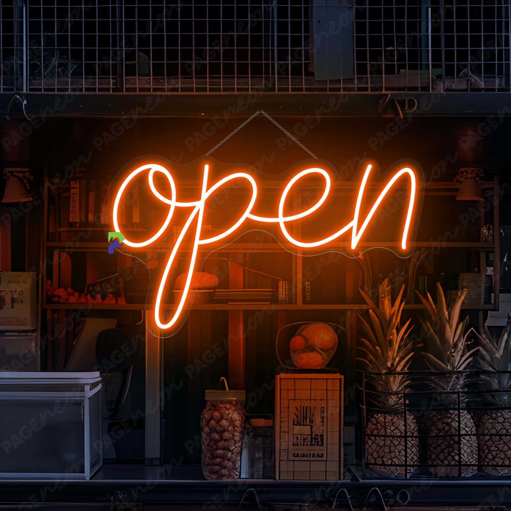 Vintage Open Neon Sign Business LED Light Storefront