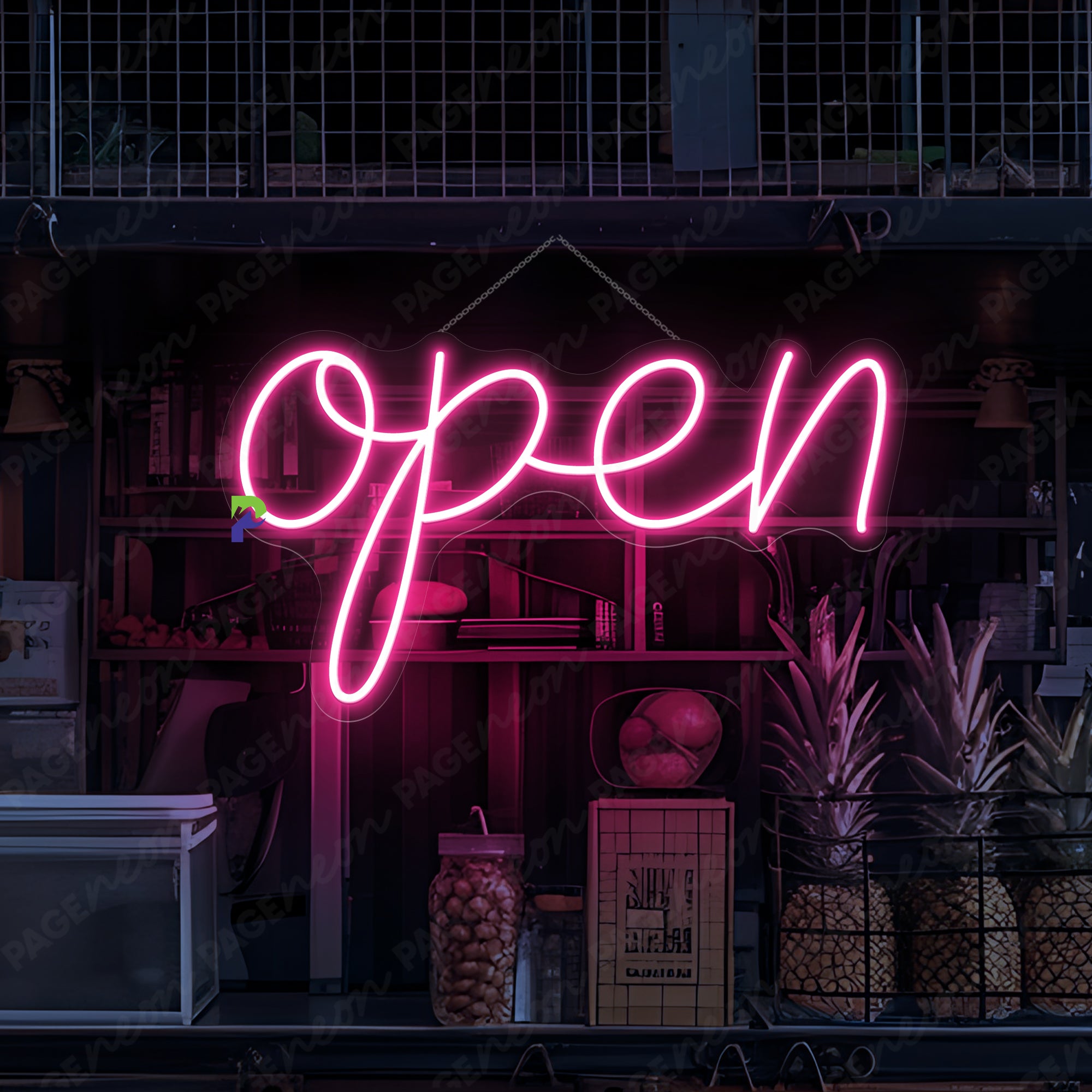 Vintage Open Neon Sign Business LED Light Storefront
