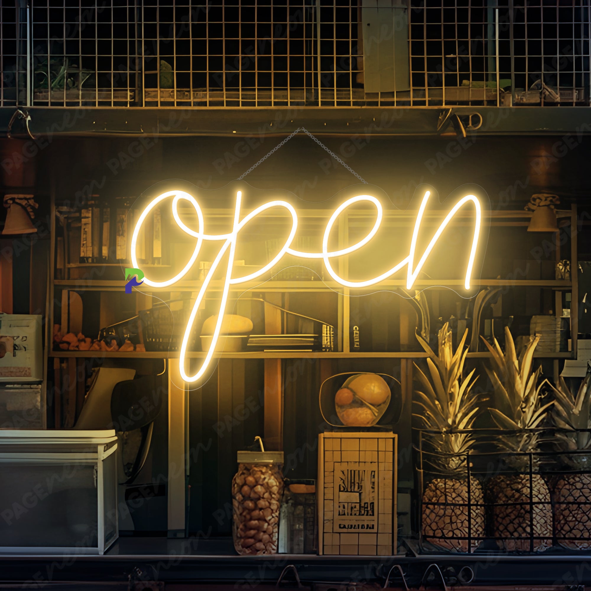 Vintage Open Neon Sign Business LED Light Storefront