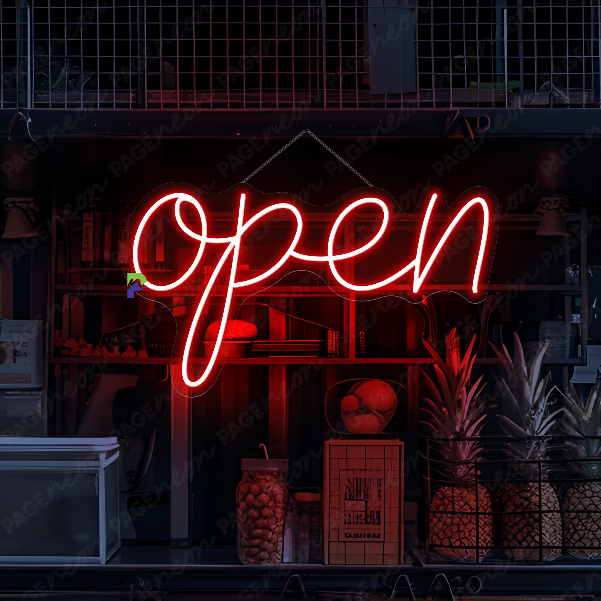 Vintage Open Neon Sign Business LED Light Storefront