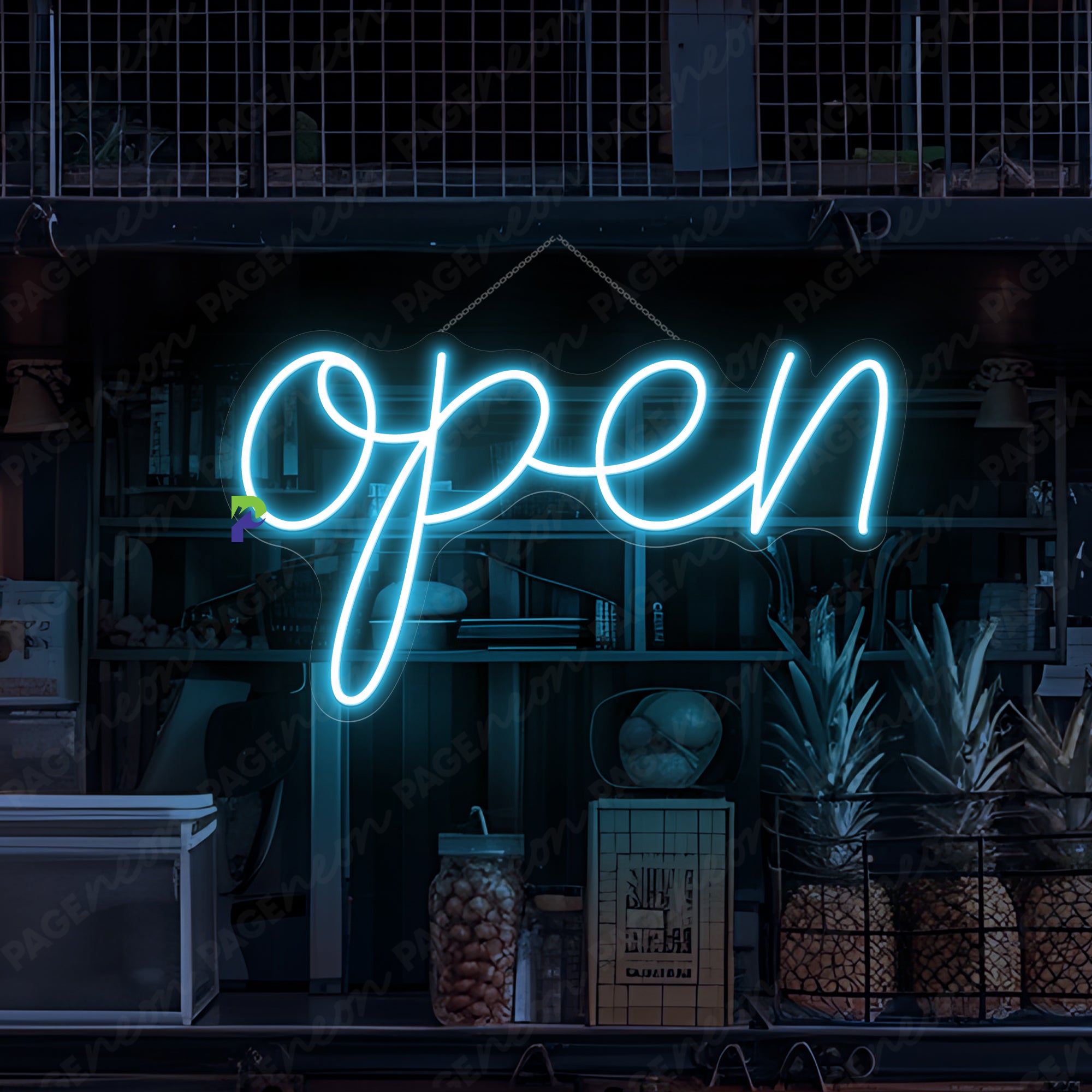 Vintage Open Neon Sign Business LED Light Storefront