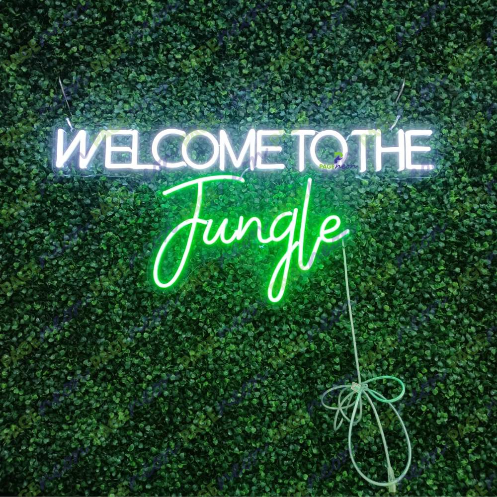 Welcome To The Jungle Neon Sign Inspirational Led Light For Coffee Shop