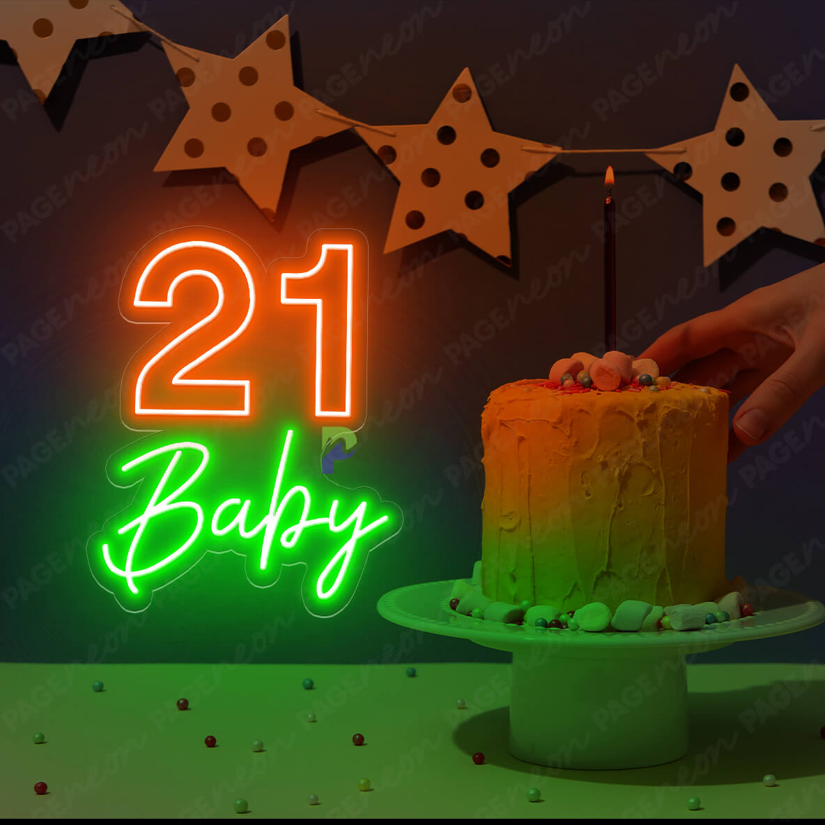 21 Neon Sign Happy Birthday Led Light Orange