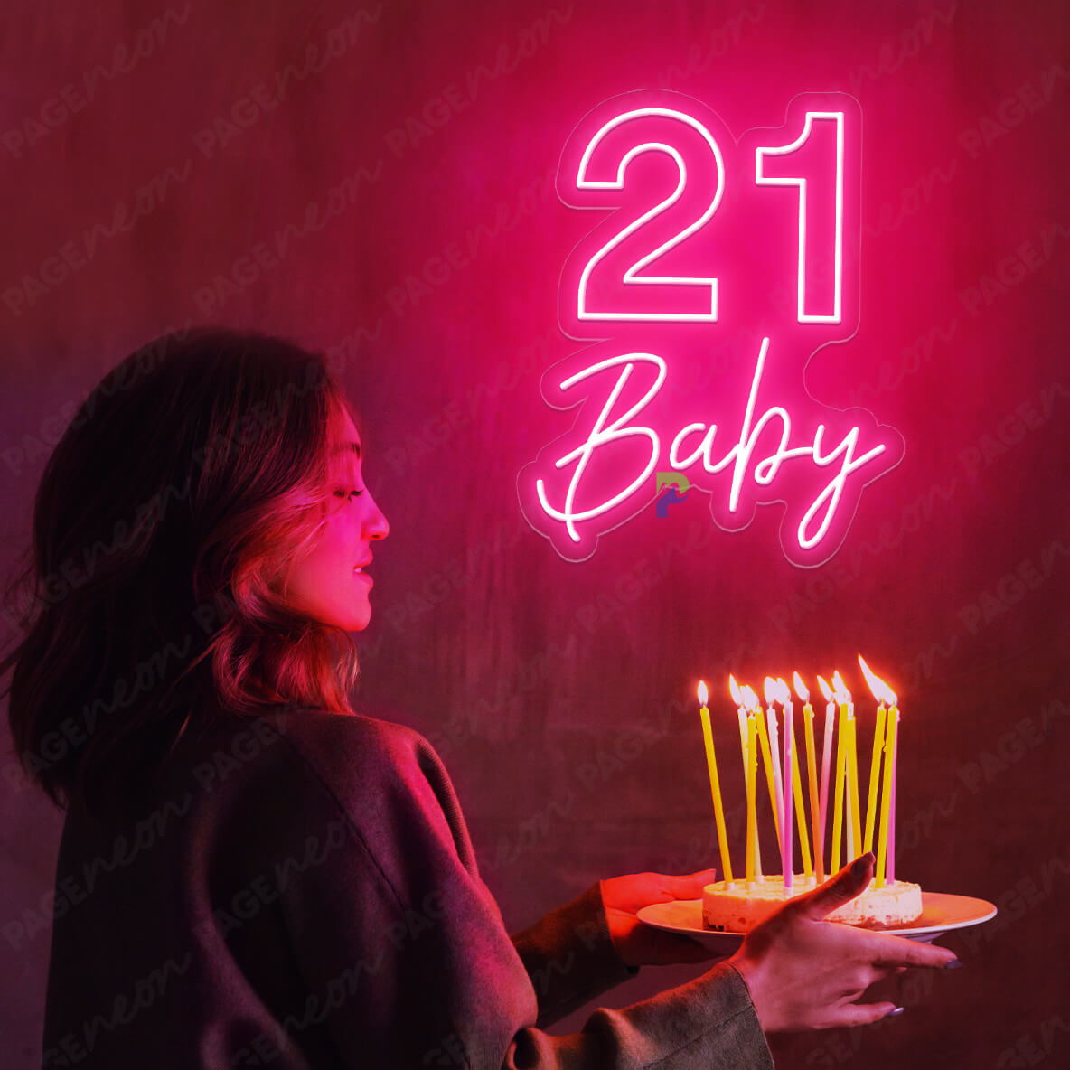 21 Neon Sign Happy Birthday Led Light Pink