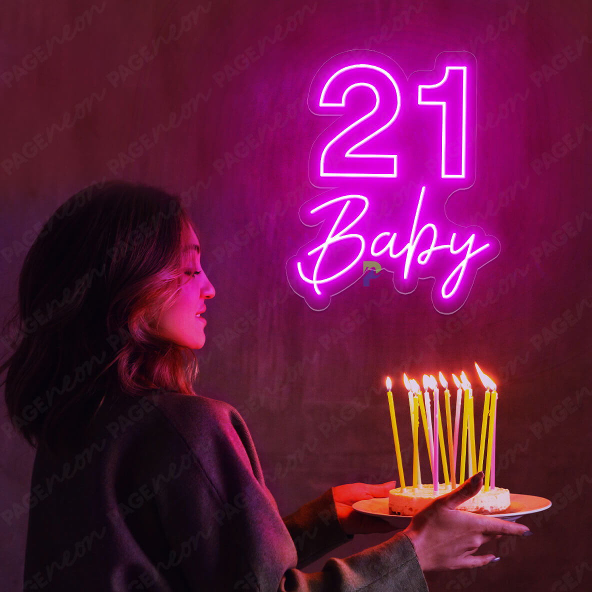 21 Neon Sign Happy Birthday Led Light Purple