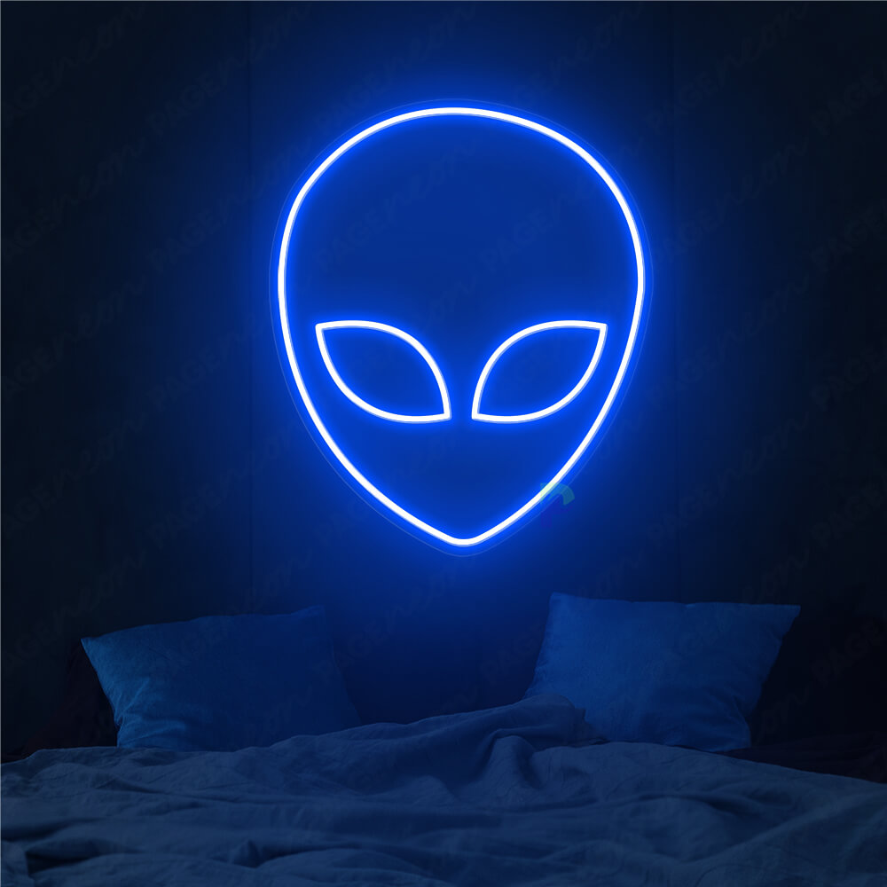 Alien Neon Sign Blue  Alien Face Led Light