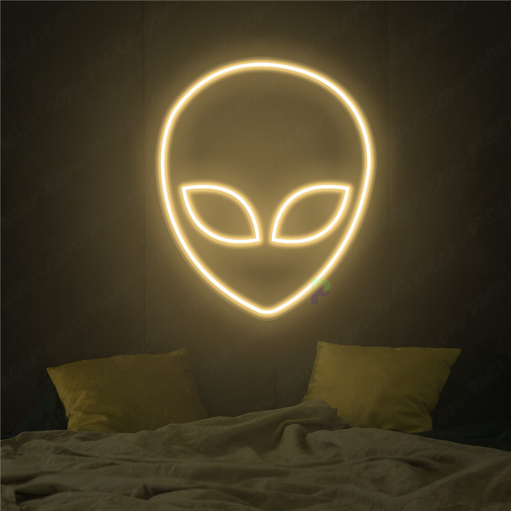 Alien Neon Sign Gold Yellow Alien Face Led Light