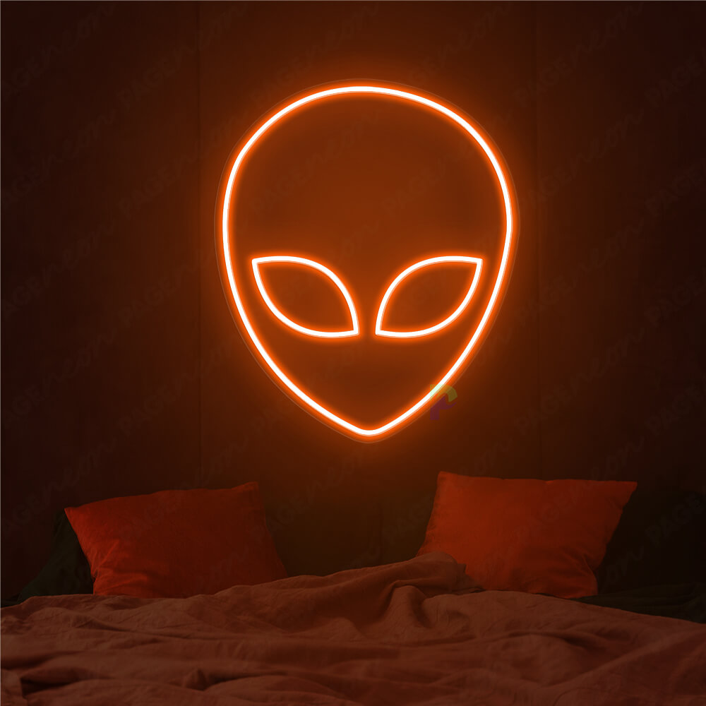 Alien Neon Sign Orange Alien Face Led Light