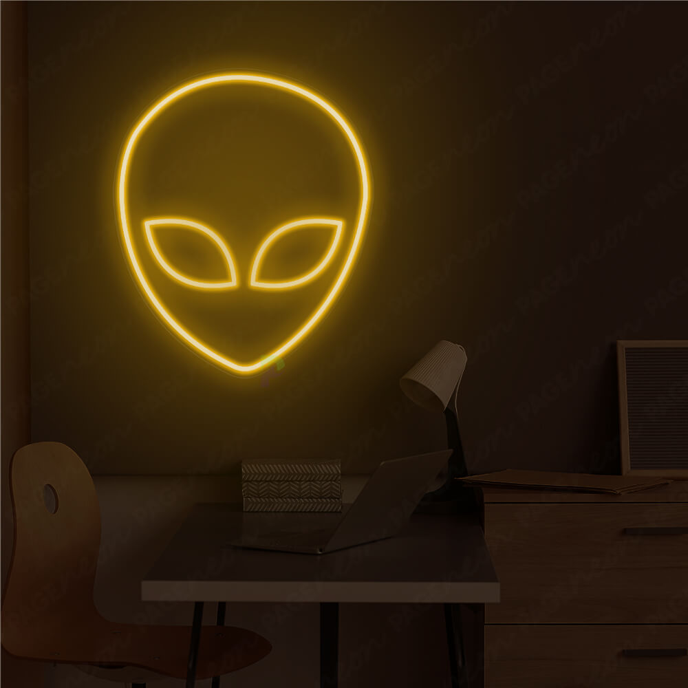 Alien Neon Sign Orange Yellow Alien Face Led Light