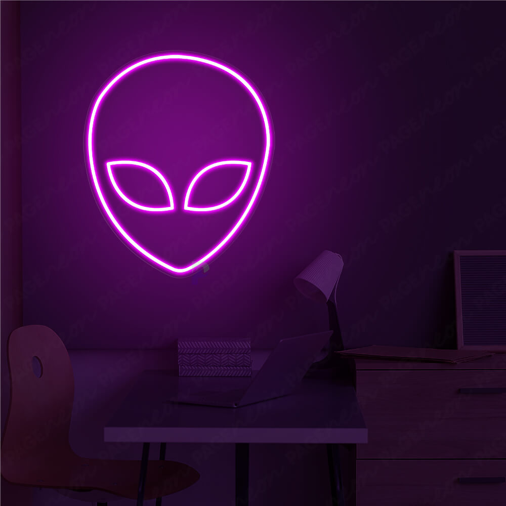 Alien Neon Sign Purple Alien Face Led Light