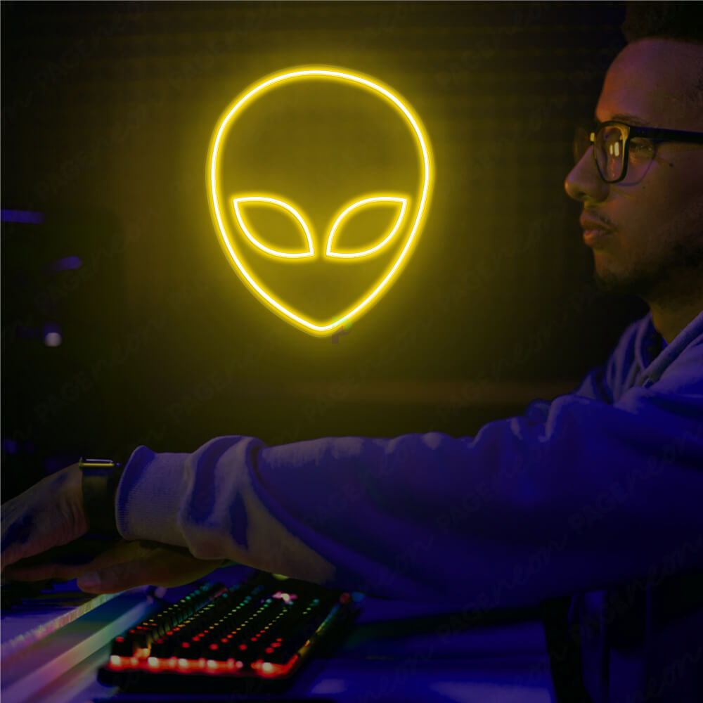 Alien Neon Sign Yellow Alien Face Led Light