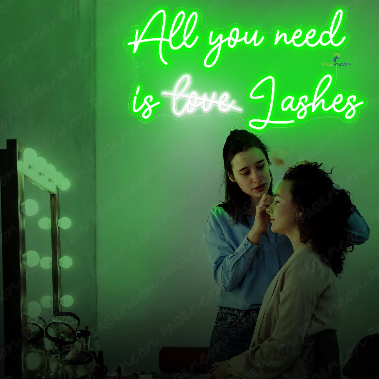 All You Need Is Love Lashes Neon Sign Beauty Led Light Green