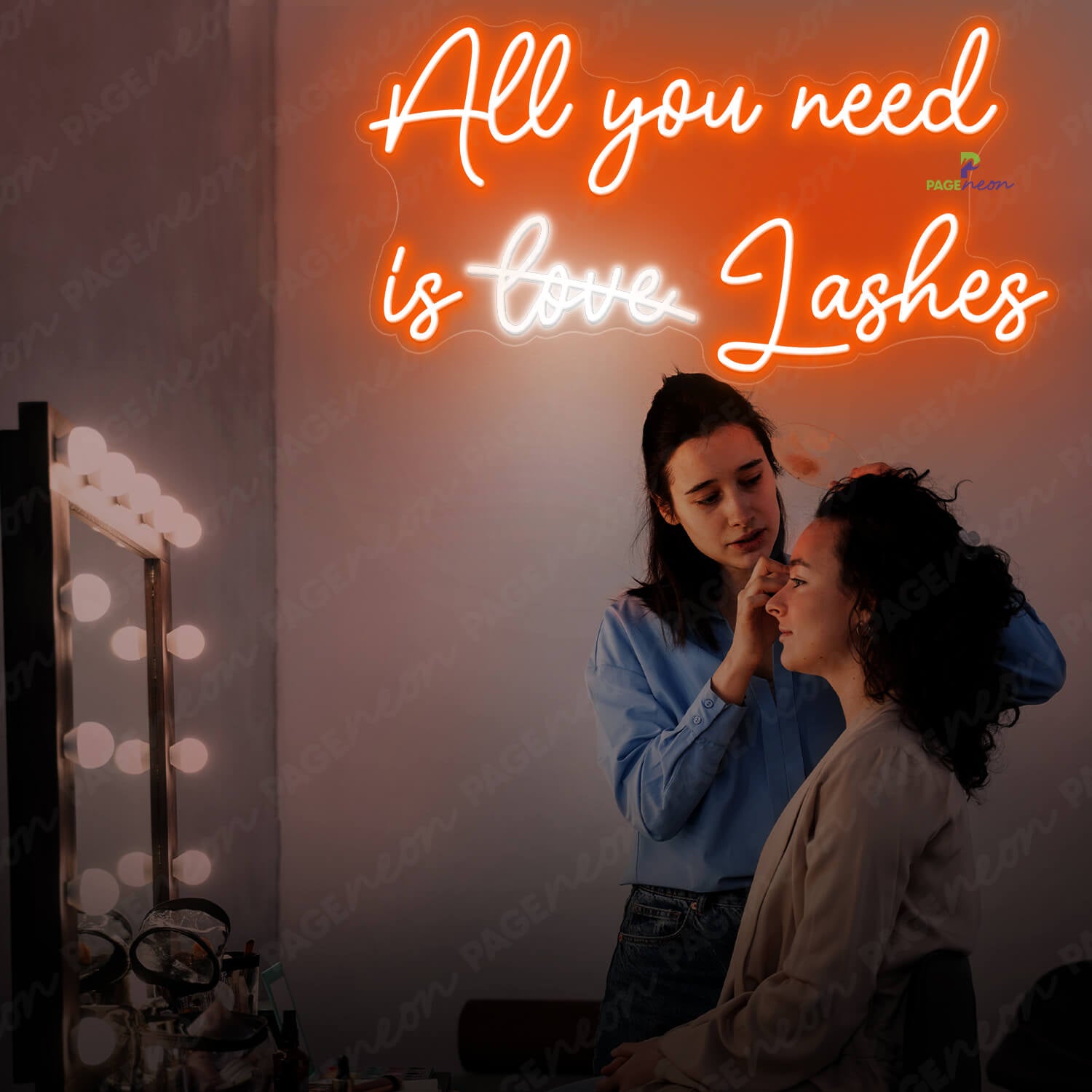 All You Need Is Love Lashes Neon Sign Beauty Led Light Orange
