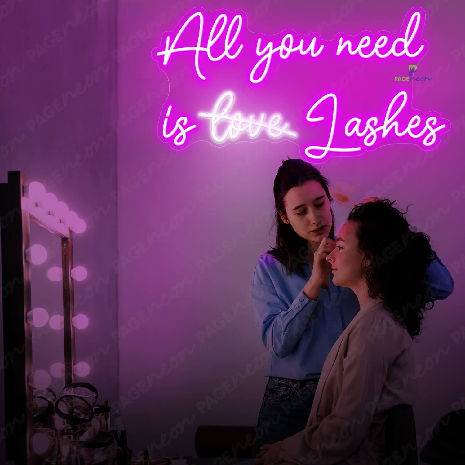 All You Need Is Love Lashes Neon Sign Beauty Led Light Purple