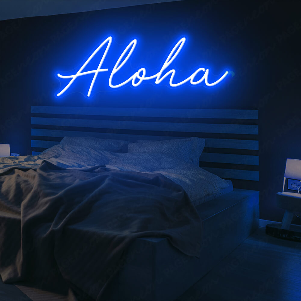 Aloha Neon Sign Tropical Light Sign Blue