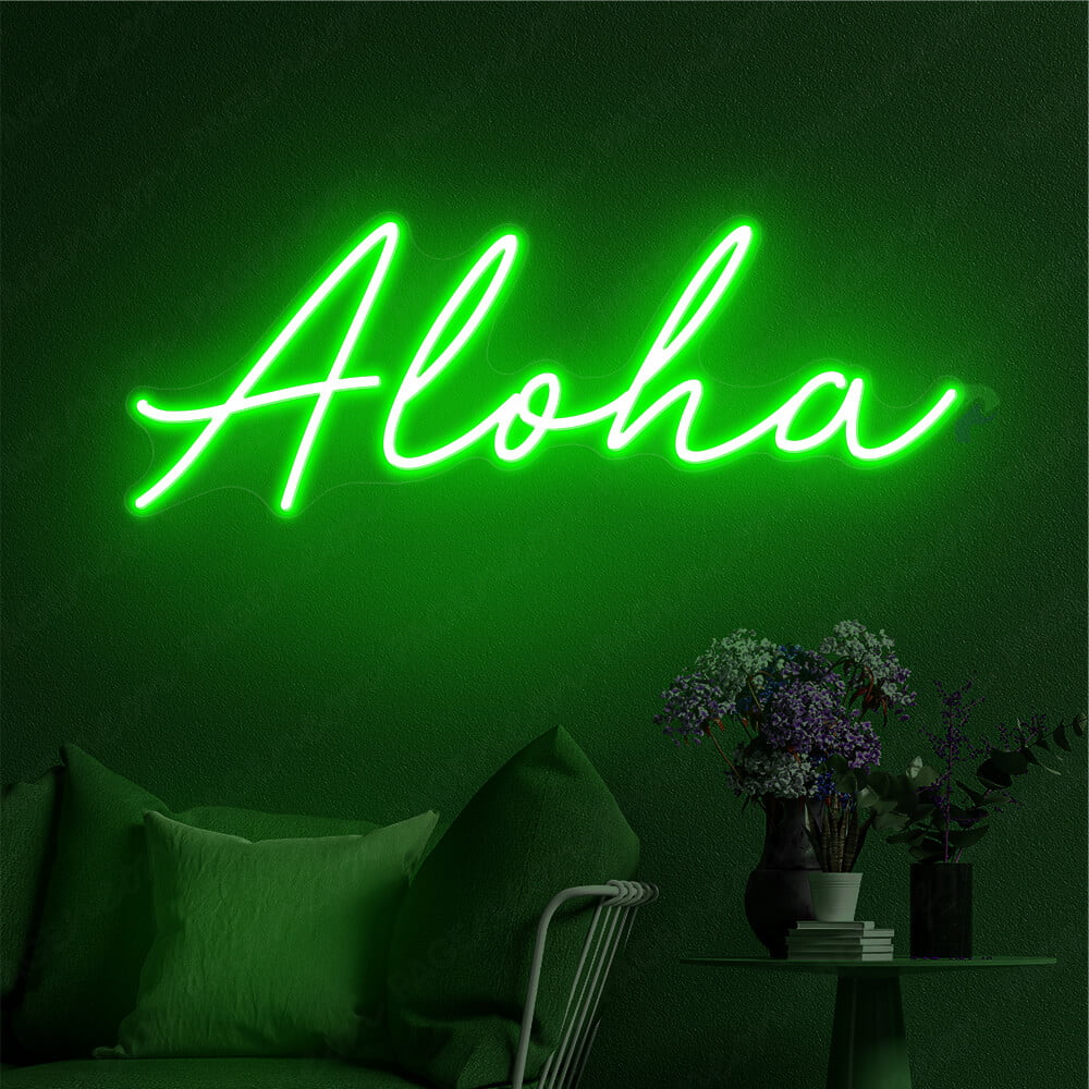 Aloha Neon Sign Tropical Light Sign Green