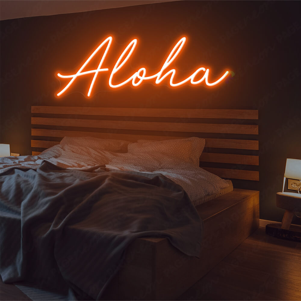Aloha Neon Sign Tropical Light Sign Orange