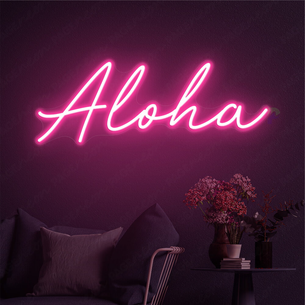 Aloha Neon Sign Tropical Light Sign pink