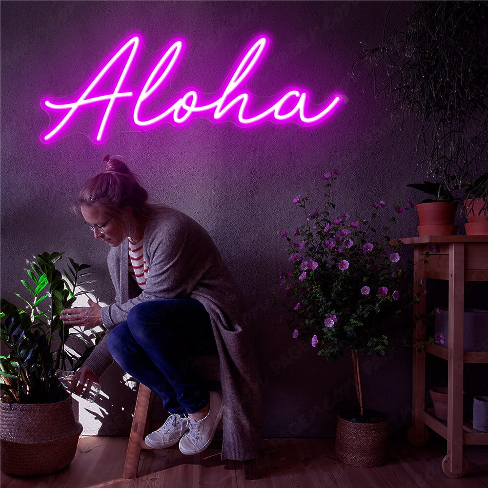 Aloha Neon Sign Tropical Light Sign Purple