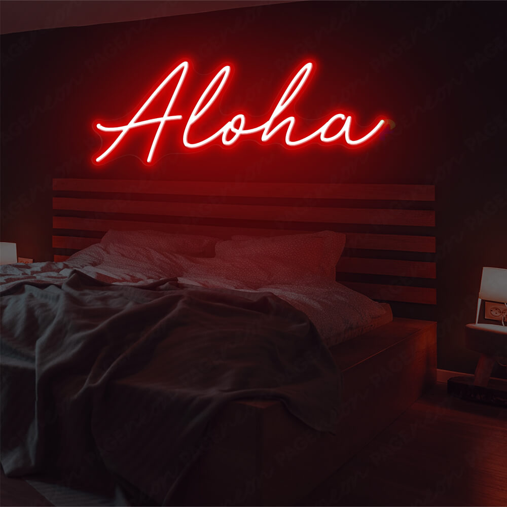 Aloha Neon Sign Tropical Light Sign Red