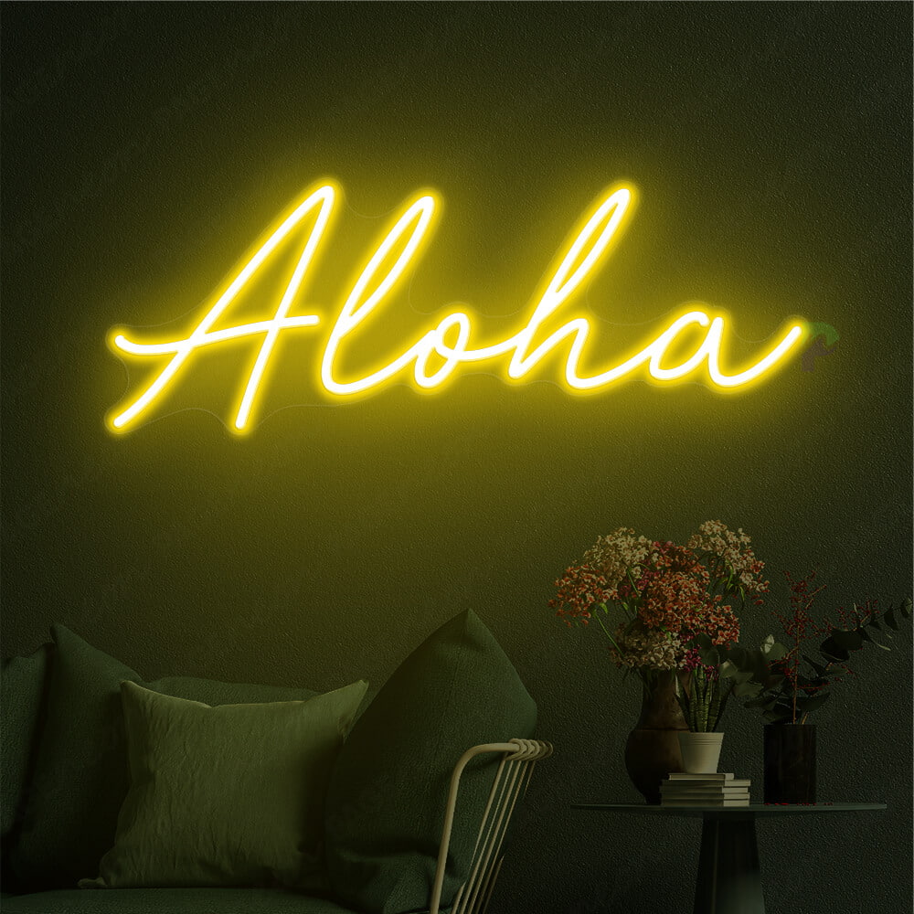 Aloha Neon Sign Tropical Light Sign Yellow