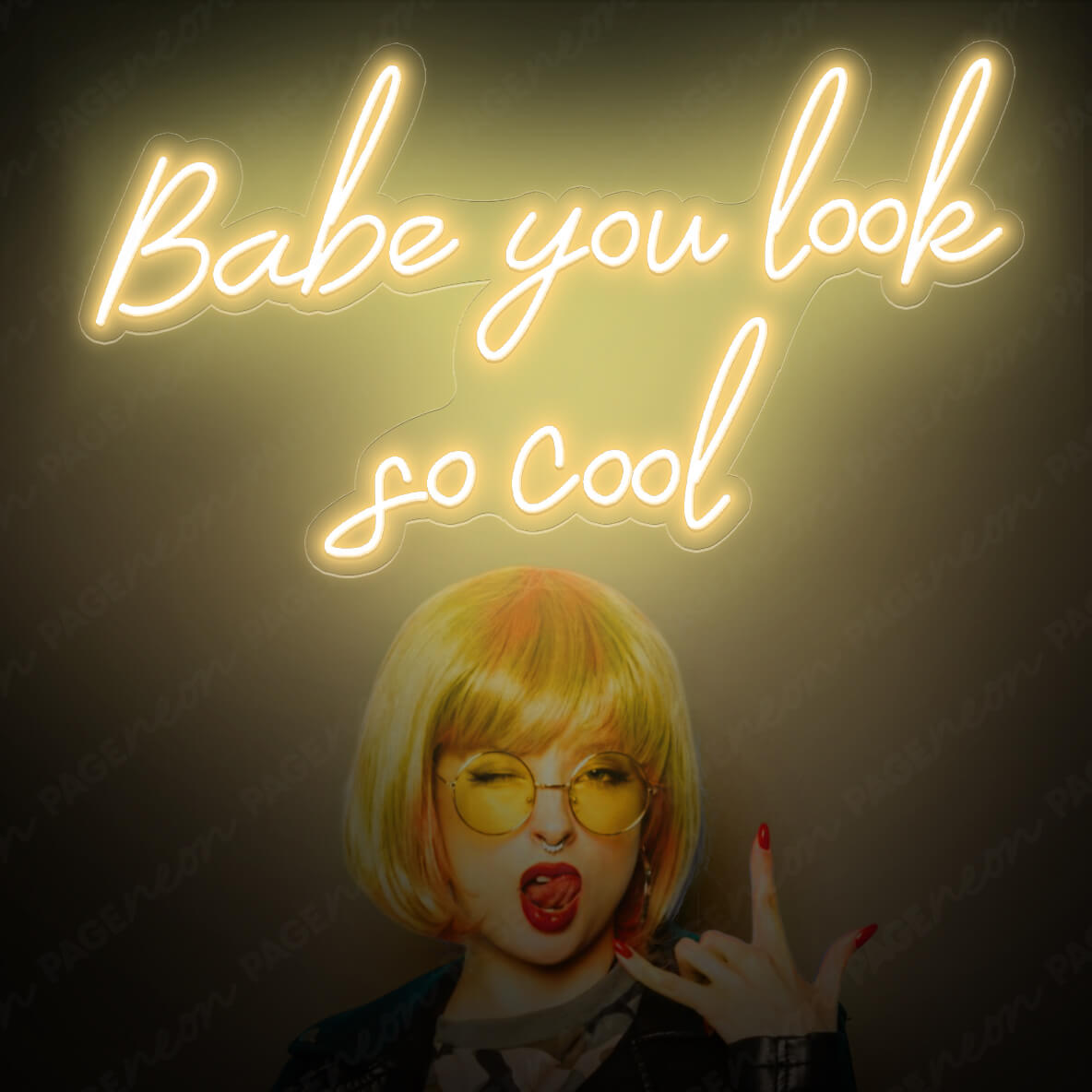 Babe You Look So Cool Neon Sign Led Light Gold Yellow