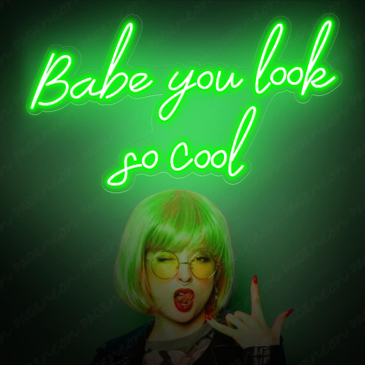 Babe You Look So Cool Neon Sign Led Light Green
