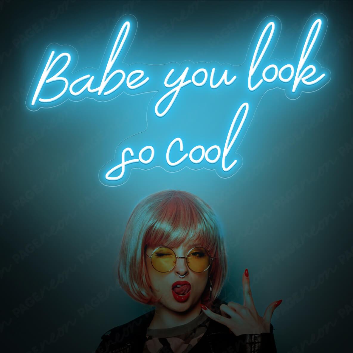 Babe You Look So Cool Neon Sign Babecave Led SignLight Blue