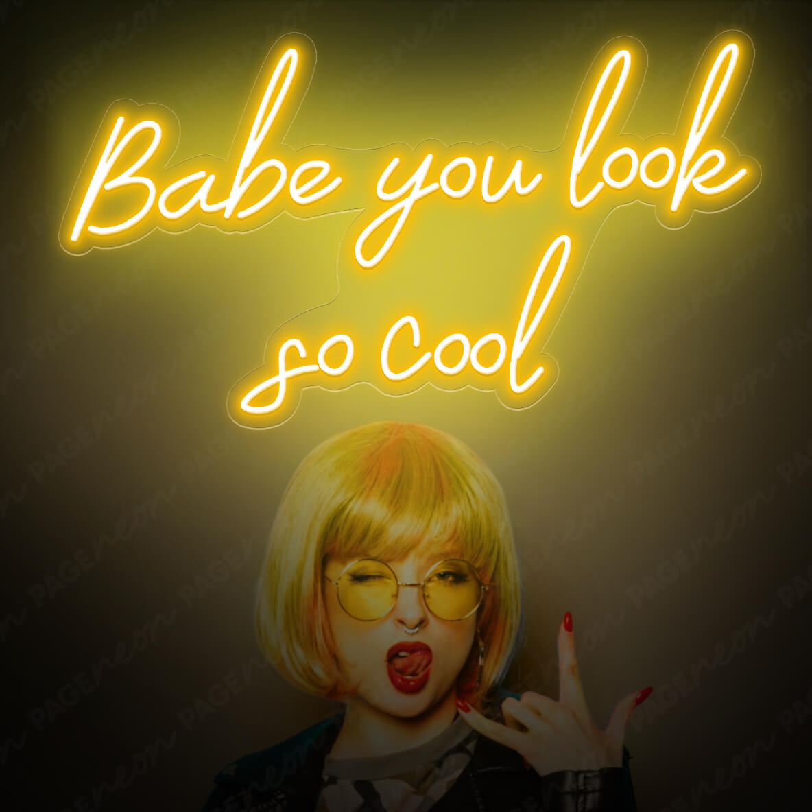 Babe You Look So Cool Neon Sign Led Light Orange Yellow